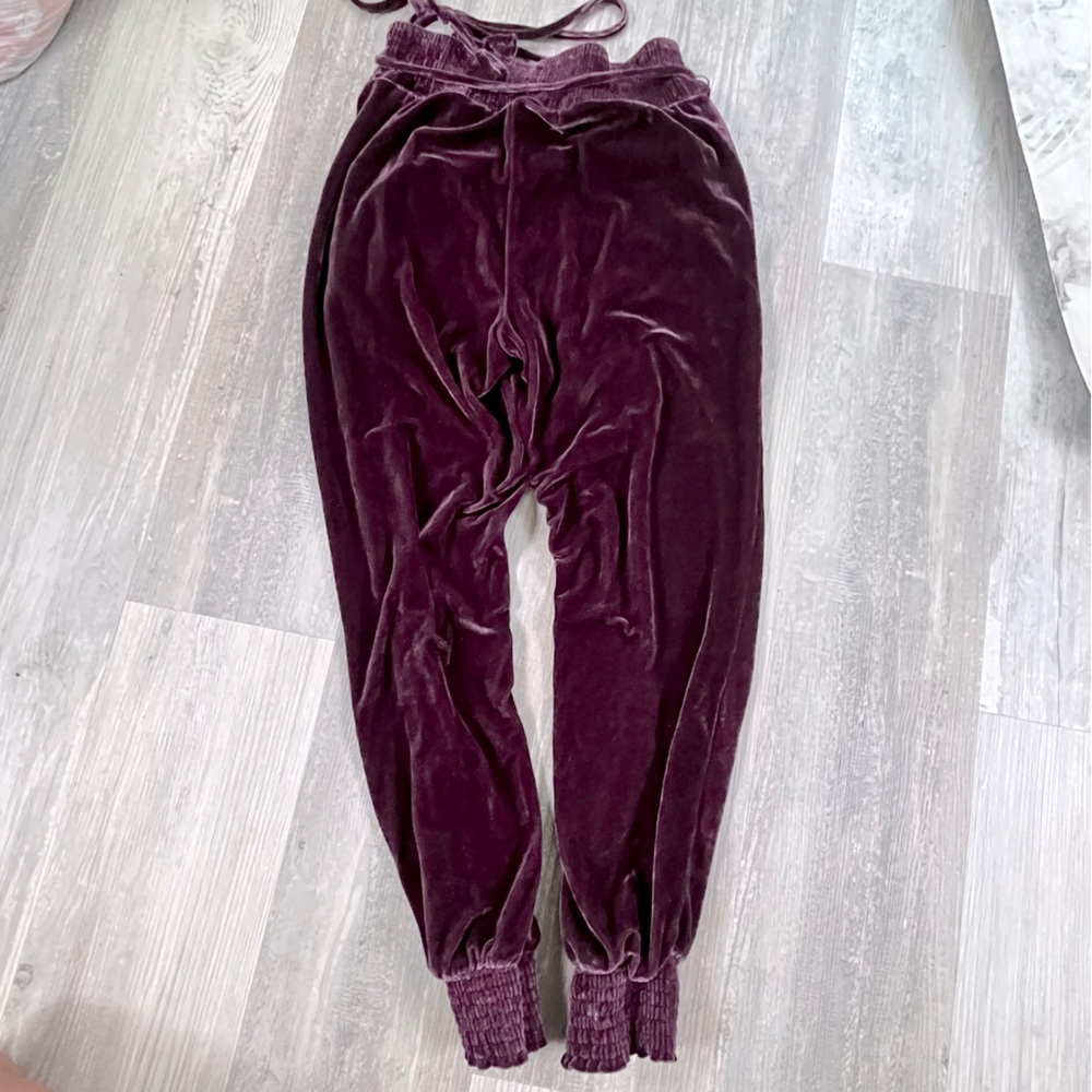 Purple velvet jogger harem pants xs